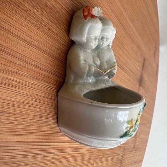 Antique Miniature Holy Water Font Bisque Porcelain Germany Angel Child Miniature - Picture 4 of 11